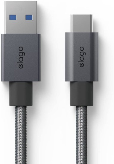 (image for) elago USB-C to USB-A Braided Cable (Dark Grey)